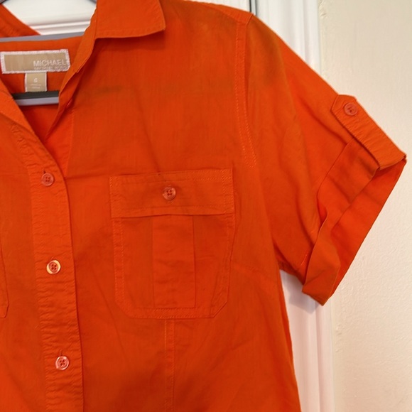 Michael Kors 6 Blouse Orange Button Down - Picture 4 of 7